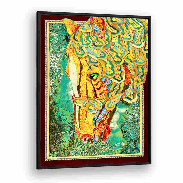 Vibrant RADIANT STALLION, ANIMAL PAINTINGS showcasing a striking horse amidst colorful, intricate patterns.