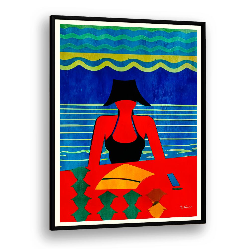 Vibrant READING, BEACH PAINTINGS featuring a woman at the shore, perfect for enhancing your tranquil space.