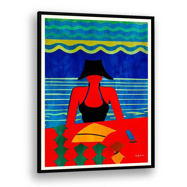 Vibrant READING, BEACH PAINTINGS featuring a woman at the shore, perfect for enhancing your tranquil space.