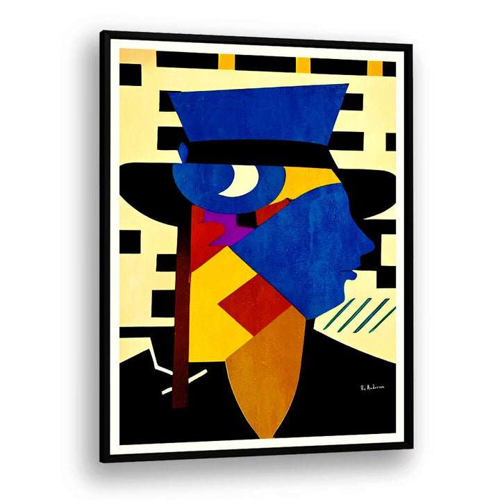 Colorful abstract portrait featuring a young girl with hat, portraits capturing youthful elegance and artistic expression.