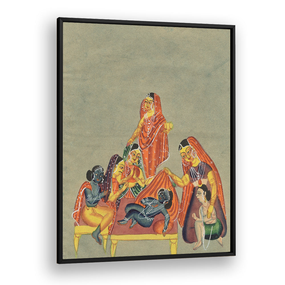 WORSHIP OF THE INFANT KRISHNA , INDIAN ART PAINTINGS