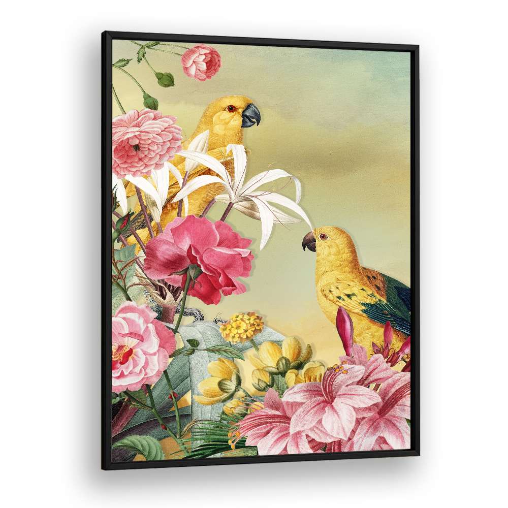 TROPICAL PARROTS AND FLOWERS