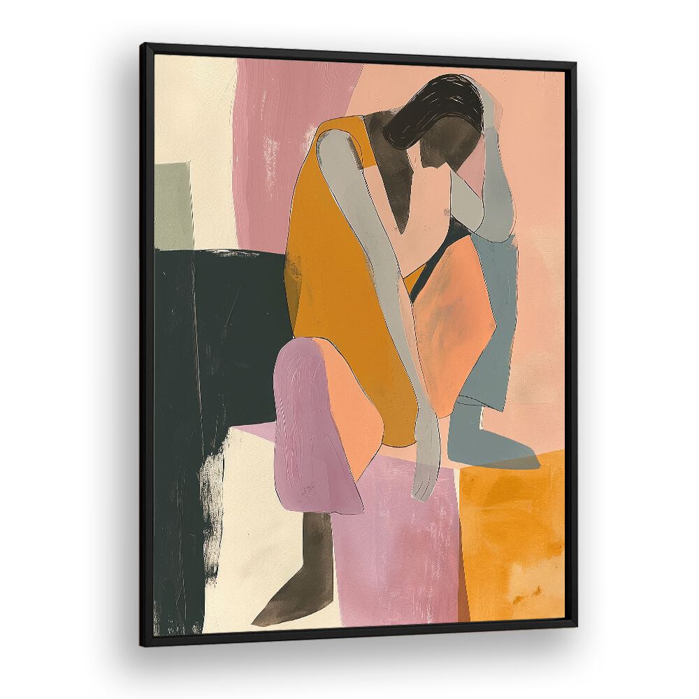 Modern art featuring a contemplative figure, perfect for enhancing your space with THE WALL, PORTRAITS by BLACKPLAIN.
