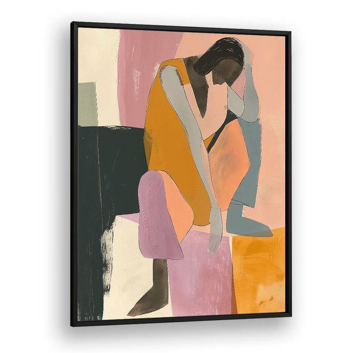 Modern art featuring a contemplative figure, perfect for enhancing your space with THE WALL, PORTRAITS by BLACKPLAIN.