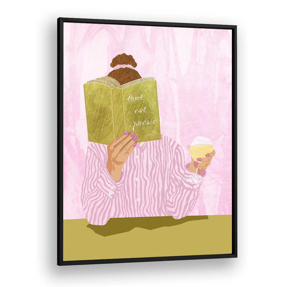 Stylish TOUT EST POESIE, FASHION POSTERS featuring a woman reading, perfect for modern home decor elegance.