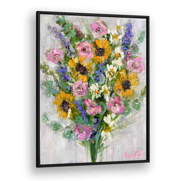 Vibrant Sunflowers Bouquet, floral flower paintings showcasing bold colors and abstract beauty for stunning wall decor.