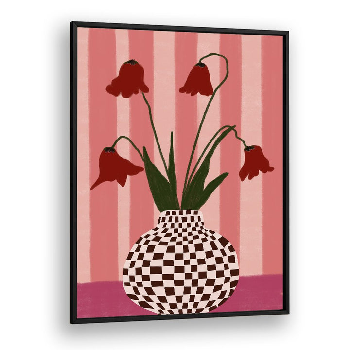 WHIMSICAL FLOWERS CHECKERED VASE