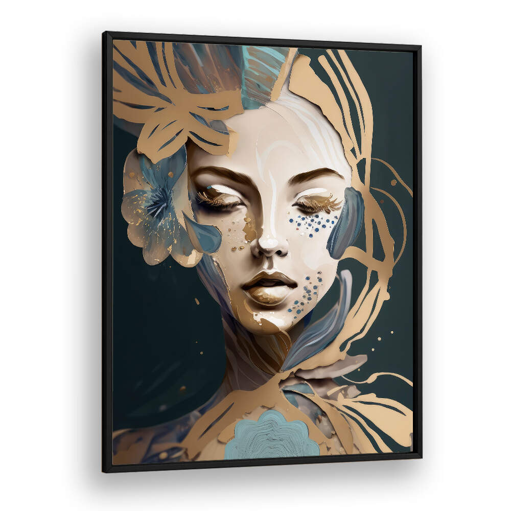 WOMAN FACE PORTRAIT WITH FLORAL ELEMENTS II , PORTRAITS & FIGURATIVE ILLUSTRATIONS