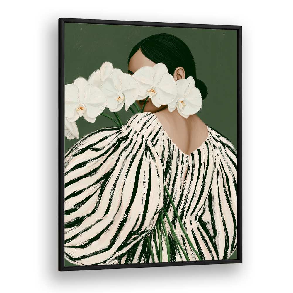 WOMAN WITH WHITE ORCHIDS