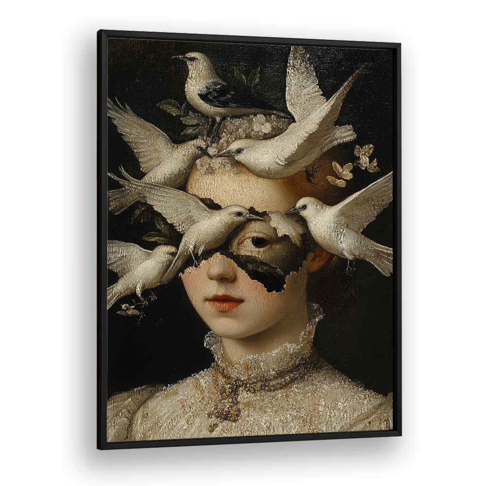 WOMAN WITH WHITE BIRDS