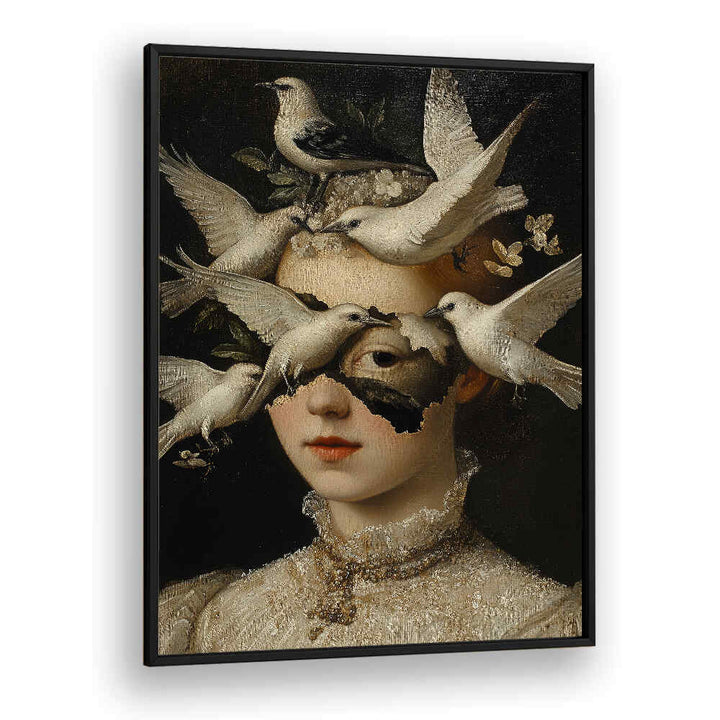 WOMAN WITH WHITE BIRDS