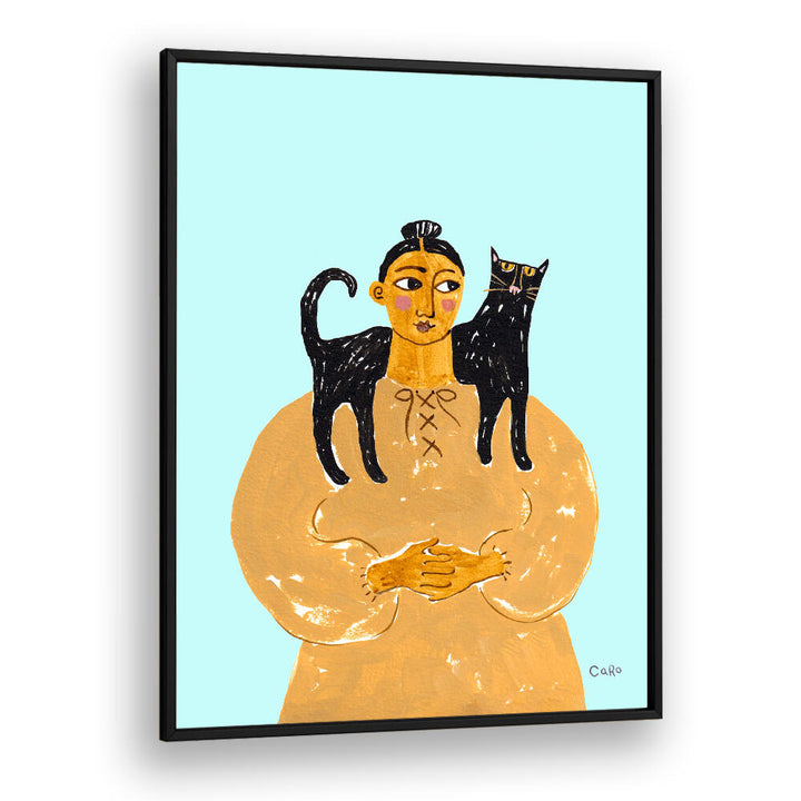 WOMAN WITH CAT , PORTRAITS & FIGURATIVE ILLUSTRATIONS