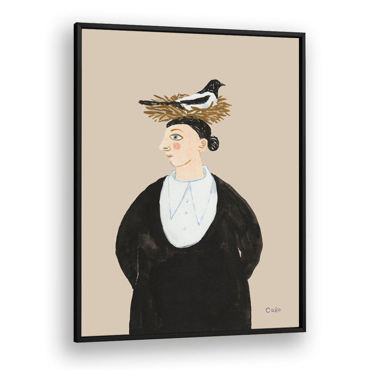 WOMAN WITH MAGPIE , PORTRAITS & FIGURATIVE ILLUSTRATIONS