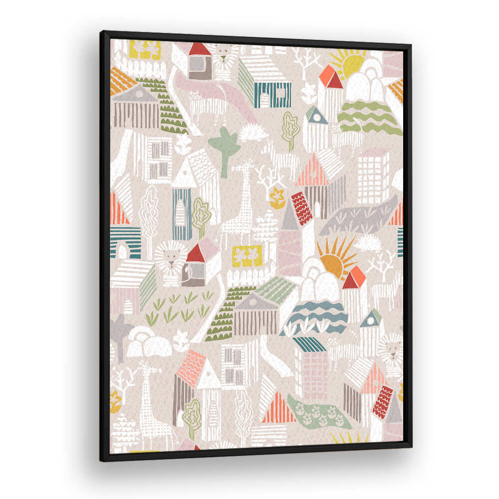 Whimsical Animals Hiding design in a vibrant kids room painting set, perfect for sparking imagination and curiosity.