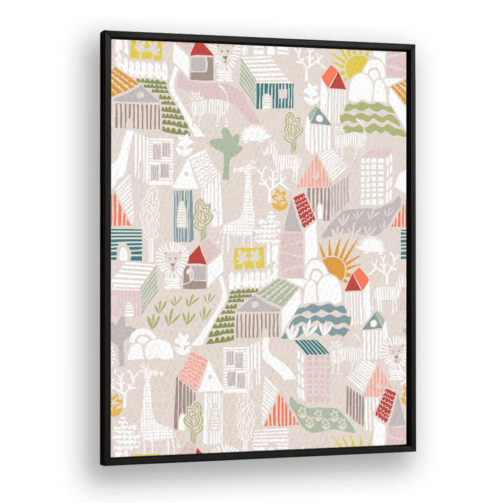Whimsical Animals Hiding design in a vibrant kids room painting set, perfect for sparking imagination and curiosity.