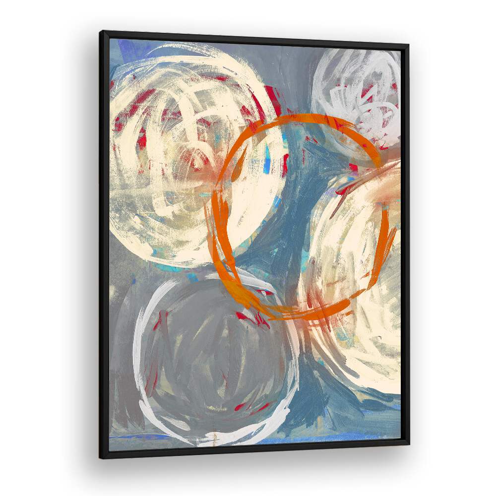 Bright and bold, LINKED TOGETHER, ABSTRACT PAINTINGS captivates with dynamic circles and vibrant colors. Perfect for any space.
