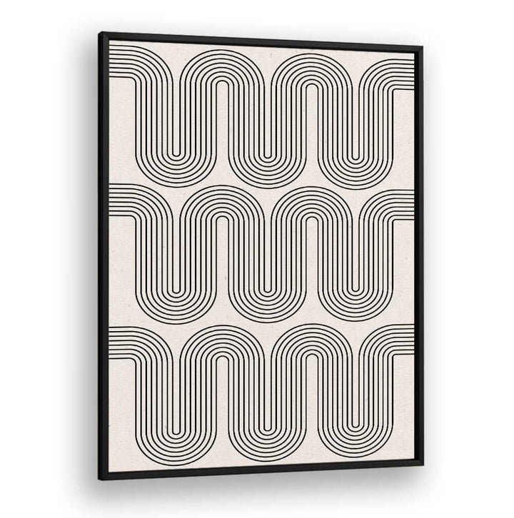 Dynamic black and white lines create stunning patterns in MODERN WAVES NO.I, GEOMETRIC ART PRINTS for contemporary decor.