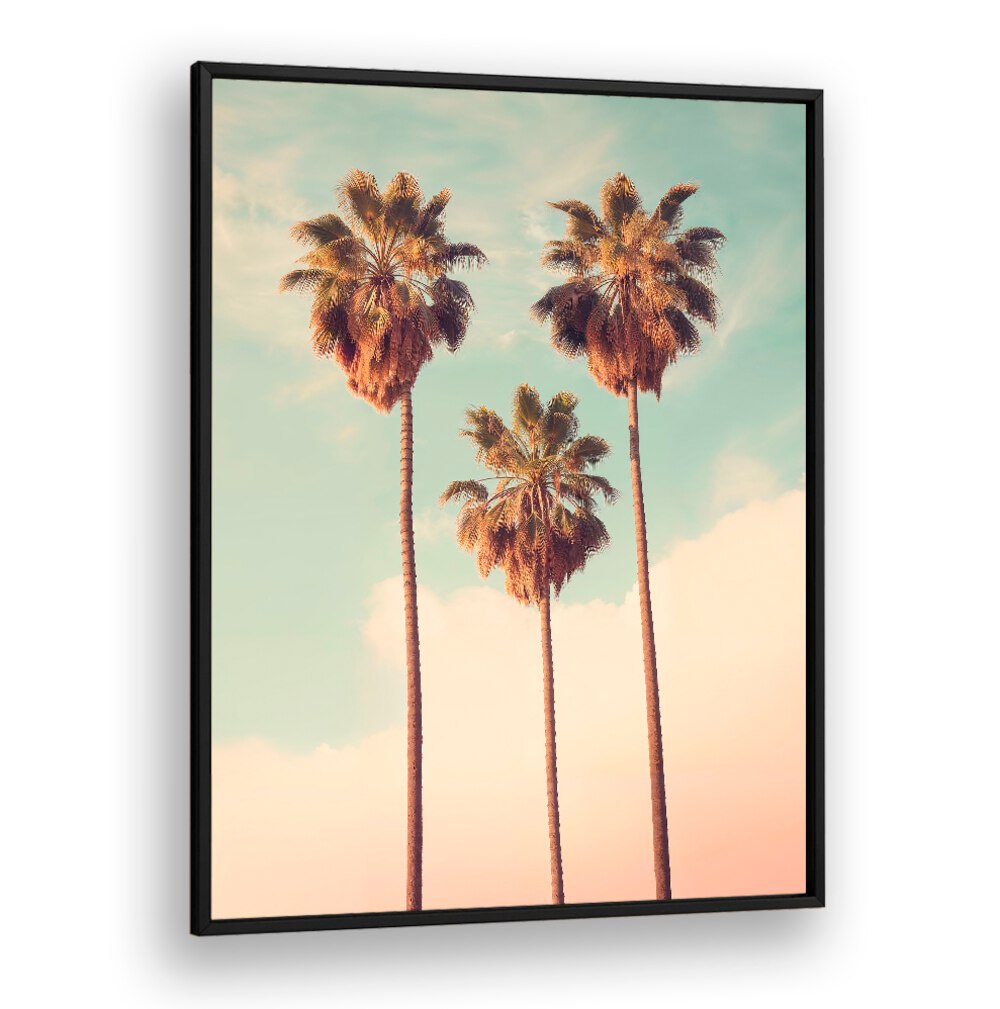 Elegant PALMS PARADISE, BEACH PAINTINGS showcasing tall palm trees, perfect for a serene home or garden retreat.
