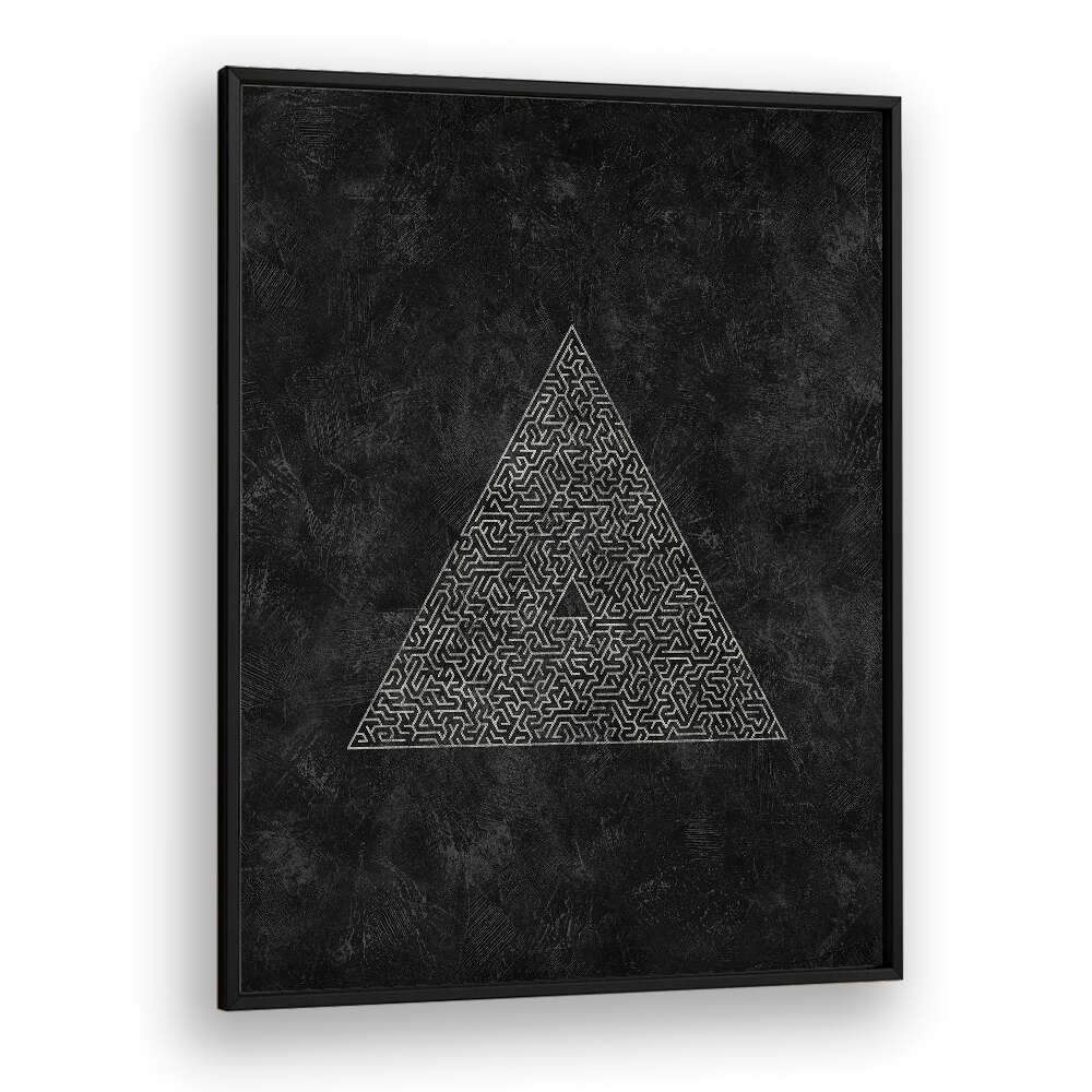 Stylish geometric art print, PYRAMID MAZE ESCAPE, featuring intricate 3D shapes for modern decor. Perfect for art lovers.