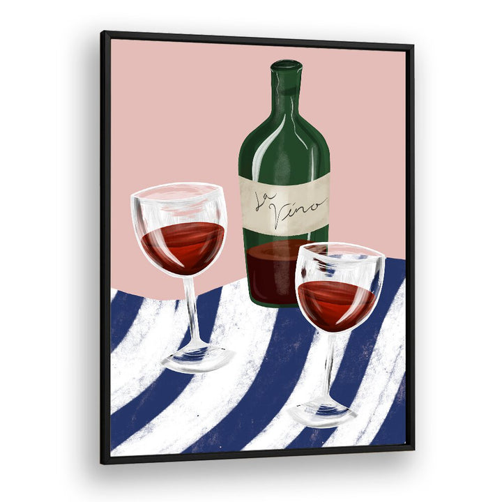 Stylish WINE TIME, BAR & CAFE ART featuring wine glasses and a bottle, perfect for your bar decor.