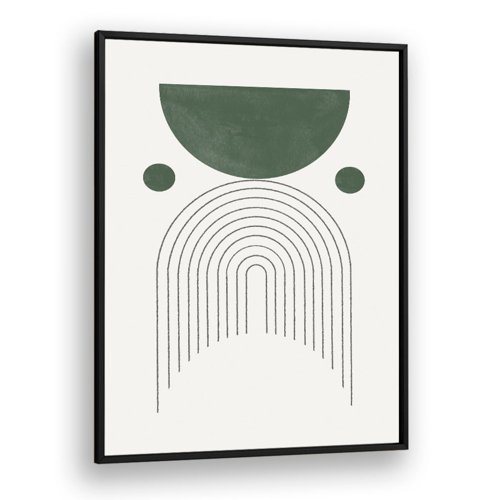 Stylish GREEN MID CENTURY MODERN NO.3, GEOMETRIC ART PRINTS with vibrant greens, perfect for home decor enhancement.
