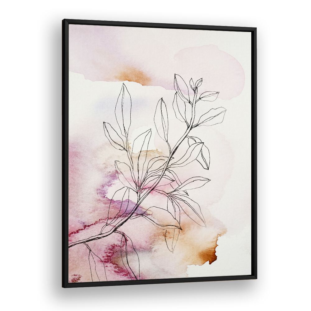 Elegant watercolor artwork featuring line-drawn foliage, perfect for lovers of WHISPER PETALS III, FLORAL FLOWER PAINTINGS.