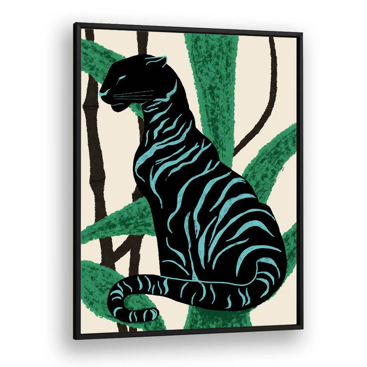 Stylish BLACK CHARACTER, ANIMAL PAINTINGS featuring a striking black cat amidst vibrant greenery. Perfect for your decor!