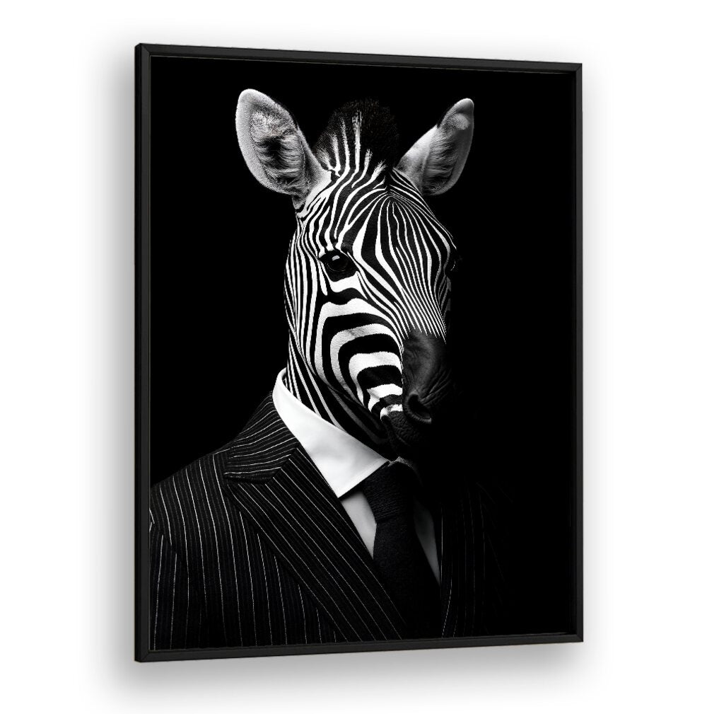 Stylish WILD SUITS - ZEBRA, ANIMAL PAINTINGS by Philippe HUGONNARD features a zebra in a sharp suit, perfect for bold decor.