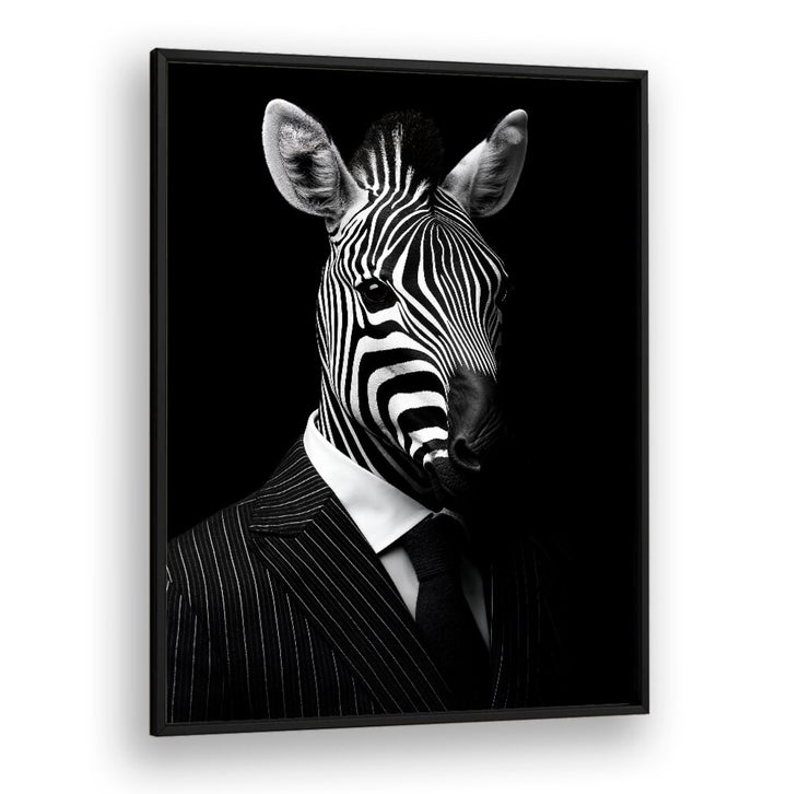 Stylish WILD SUITS - ZEBRA, ANIMAL PAINTINGS by Philippe HUGONNARD features a zebra in a sharp suit, perfect for bold decor.