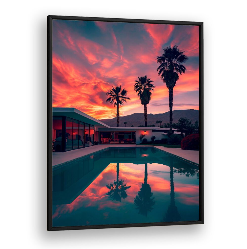 FALLING OF THE NIGHT, BEACH PAINTINGS captures twilight beauty with vibrant colors and serene reflections in art.