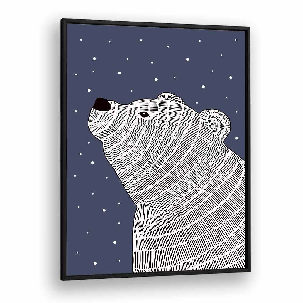 POLA BEAR NIGHT GAZE, KIDS ROOM PAINTINGS create a serene winter vibe with an intricately designed polar bear.