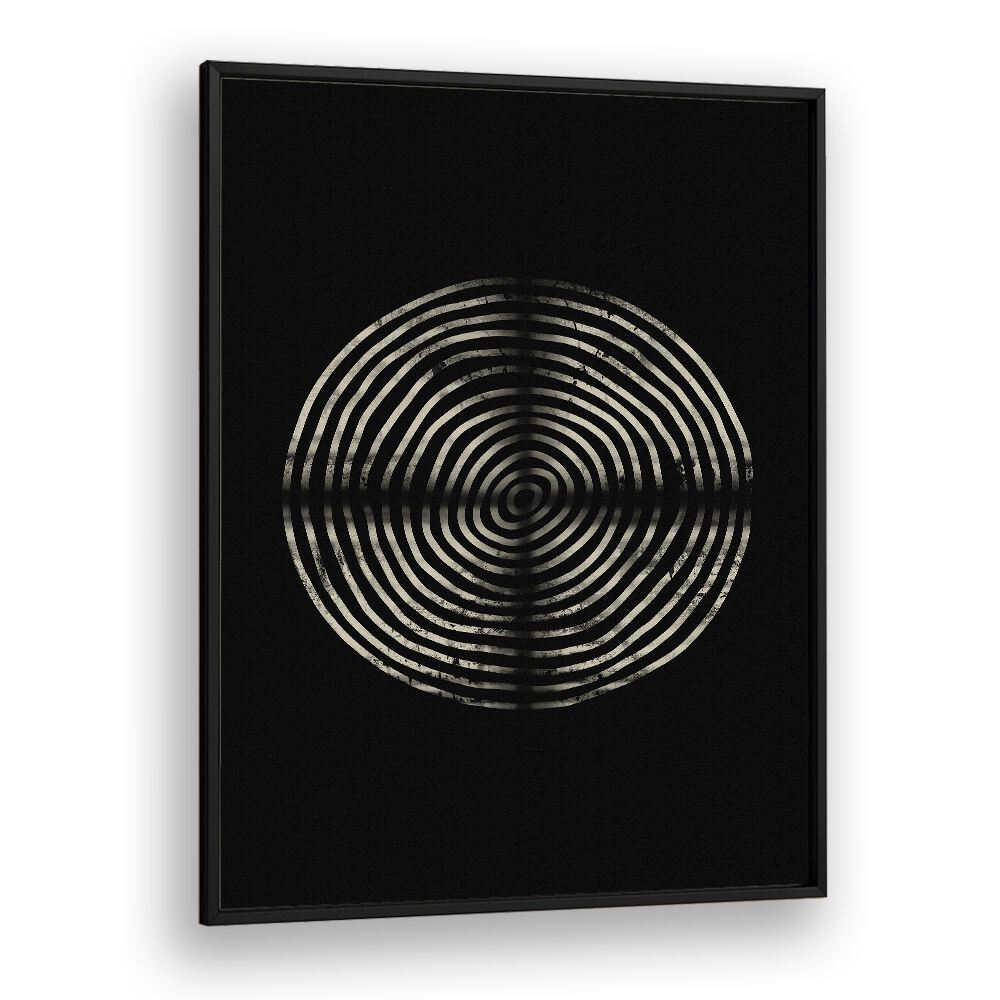 Bold circular design in black and white from the NIGHTSHIFT ABSTRACTION, GEOMETRIC ART PRINTS collection. Perfect for modern decor.