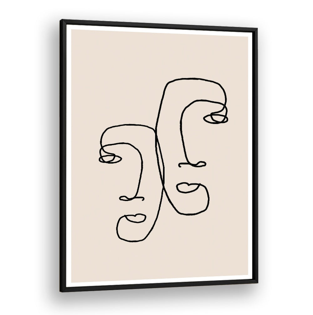 Minimalist line art featuring human connection in "I LOOK OVER AT YOU, LINE ART PAINTINGS" for elegant living spaces.