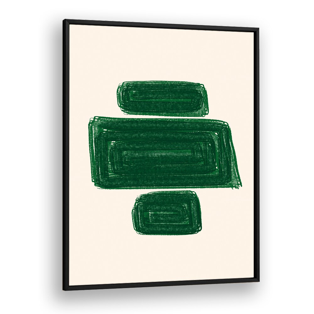 SIMPLEX I, GEOMETRIC ART PRINTS feature bold green patterns on a neutral background, perfect for modern decor.