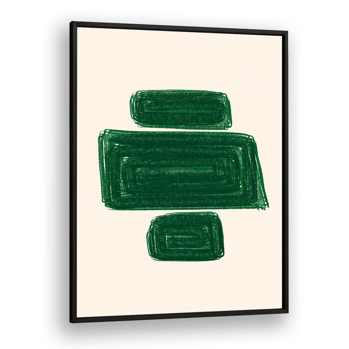 SIMPLEX I, GEOMETRIC ART PRINTS feature bold green patterns on a neutral background, perfect for modern decor.