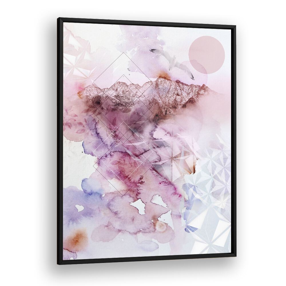 DUSK II, ABSTRACT PAINTINGS showcases soft watercolor hues and geometric patterns, perfect for modern decor.