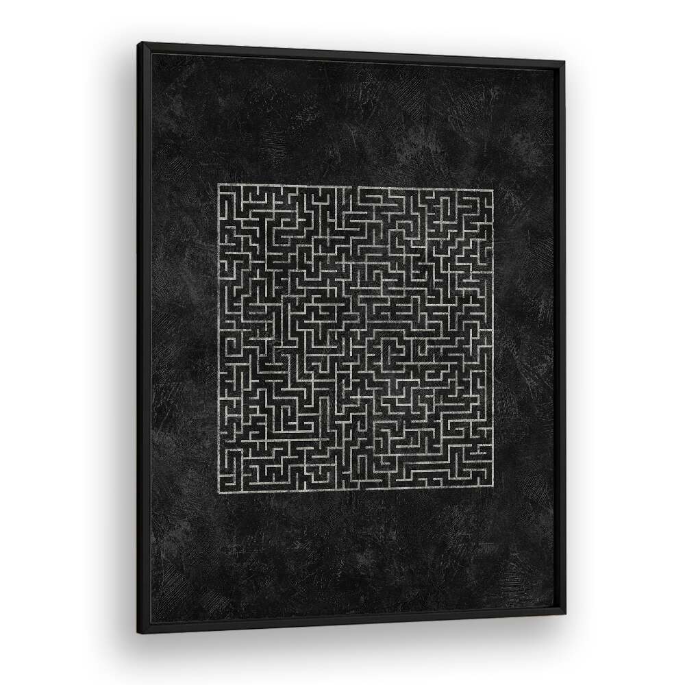 Bold geometric art print, THE SQUARED MAZE JOURNEY, enhances modern spaces with abstract design and calming shapes.