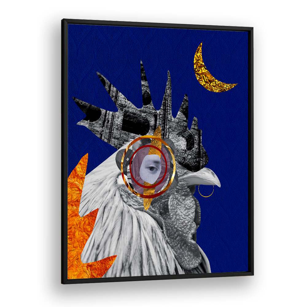 Colorful ROOSTER, SURREAL ART PRINTS showcasing artistic elements, perfect for modern kitchen decor.