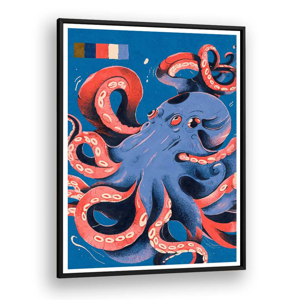 Colorful octopus design in vibrant blue, perfect for enhancing any space with our OCTOPUS, BEACH PAINTINGS collection.