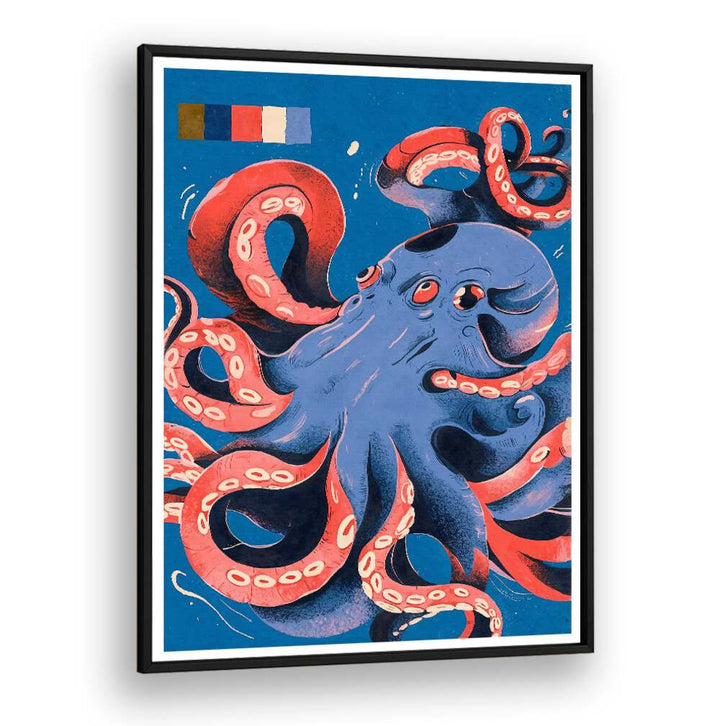 Colorful octopus design in vibrant blue, perfect for enhancing any space with our OCTOPUS, BEACH PAINTINGS collection.
