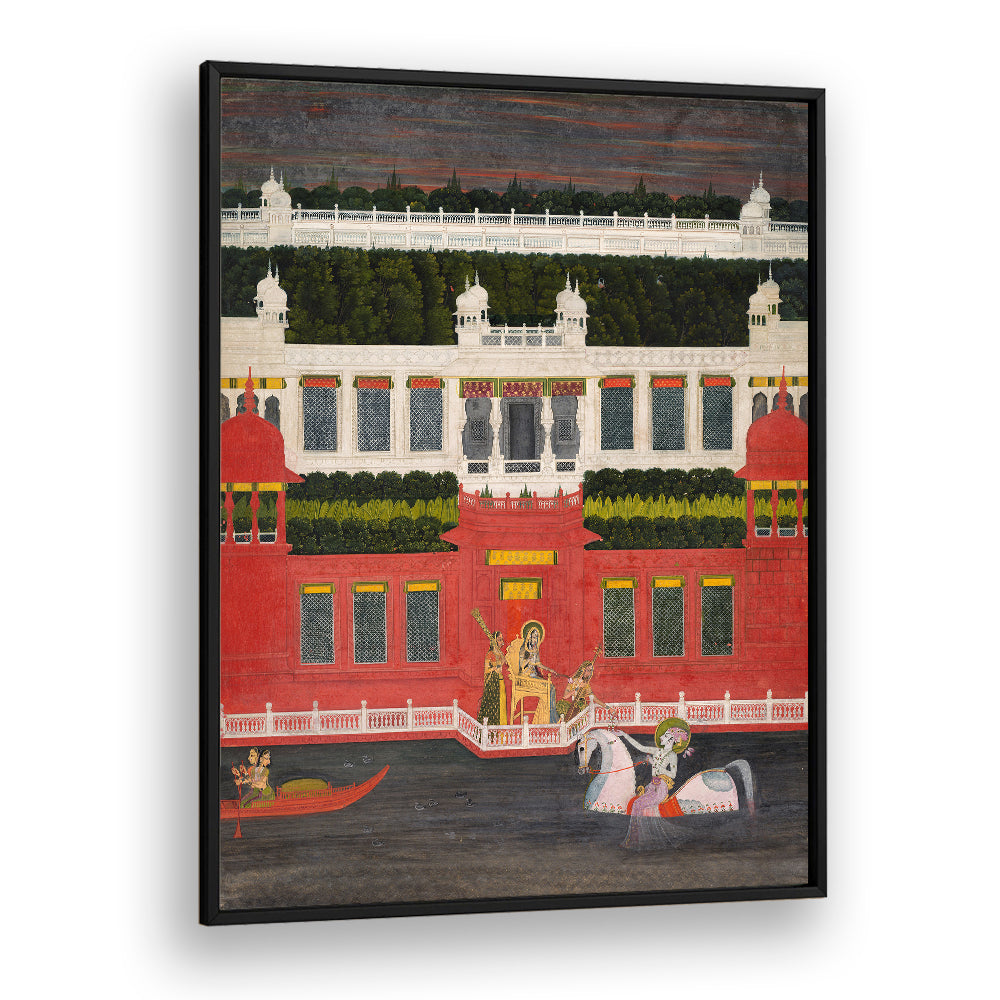 KRISHNA RECEIVES A FLOWER GARLAND , INDIAN ART PAINTINGS