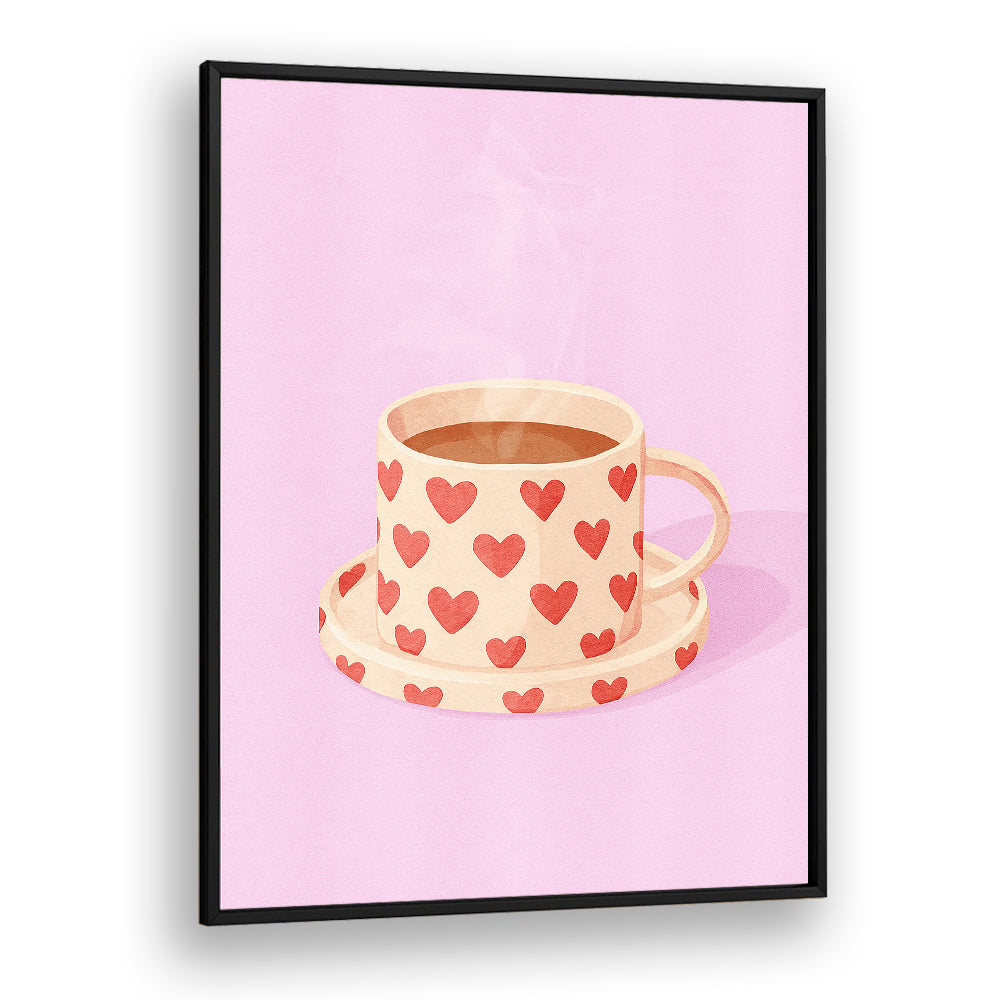 PINK HEART MUG WARM COFFEE