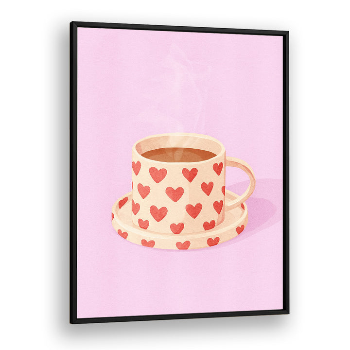 PINK HEART MUG WARM COFFEE