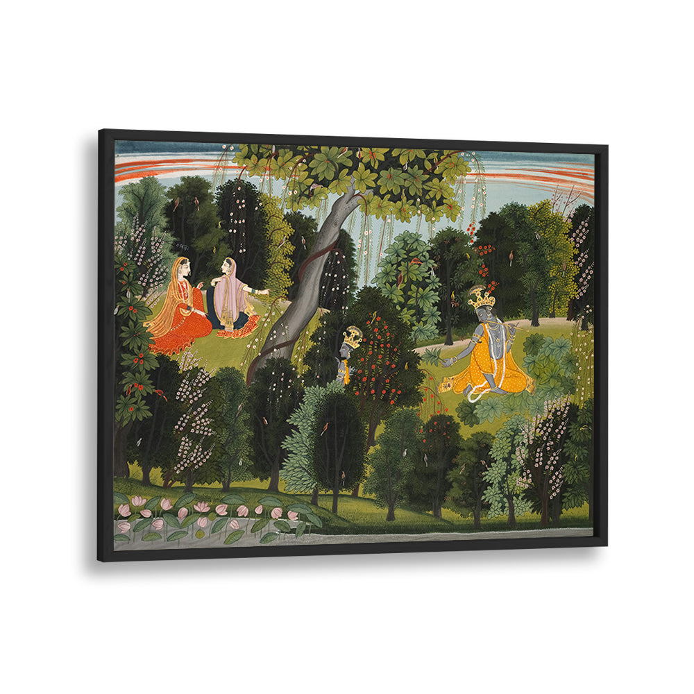 SAKHI PERSUADES RADHA TO MEET KRISHNA, , INDIAN ART PAINTINGS