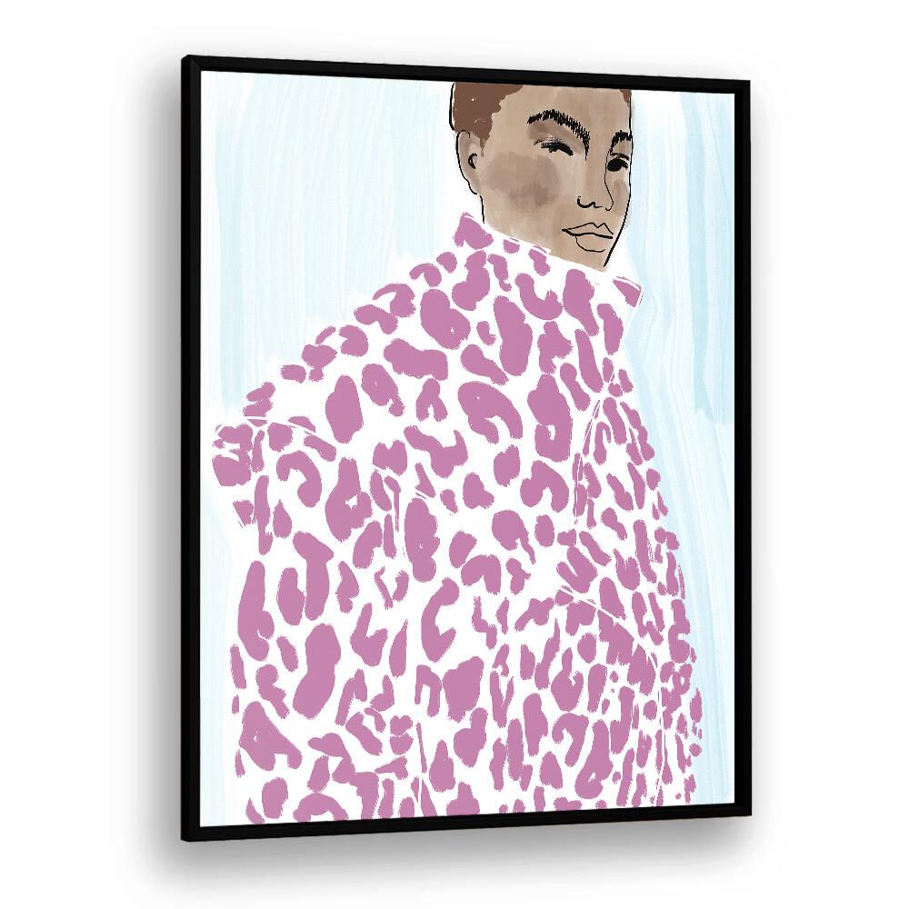 Stylish PINK COAT, PORTRAITS artwork featuring vibrant colors and expressive illustration, perfect for modern decor.