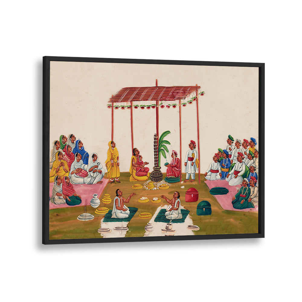 A MARRIAGE CEREMONY DURING 19TH CENTURY , INDIAN ART PAINTINGS