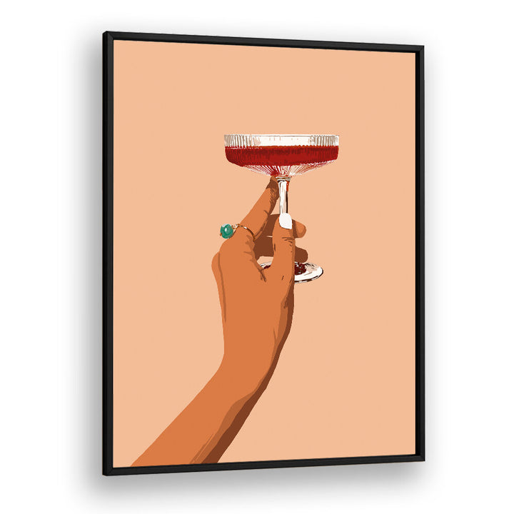 A HAND HOLDING A GLASS OF RED WINE , BAR & CAFE ART