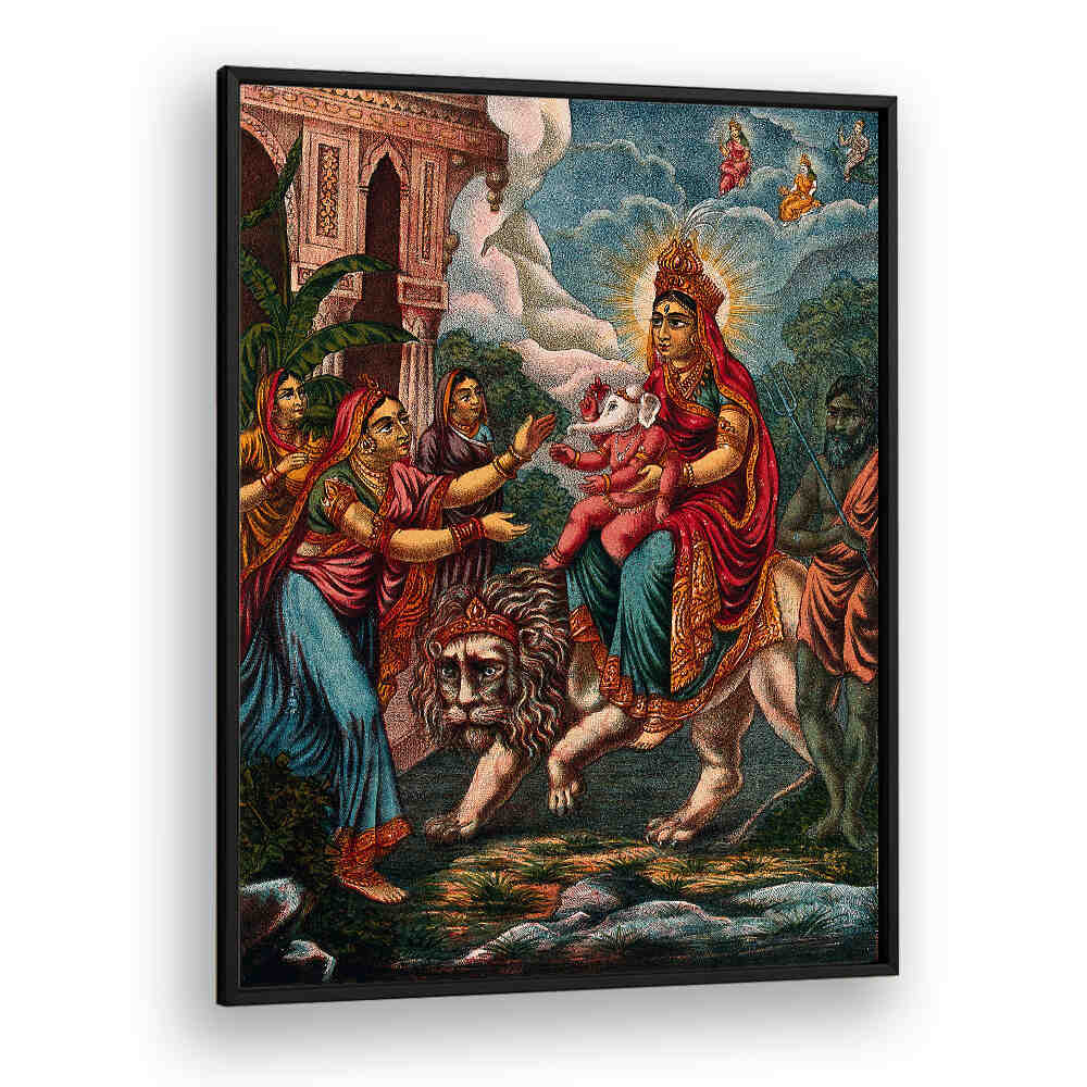 PARVATI AS DURGA RIDING ON A LION