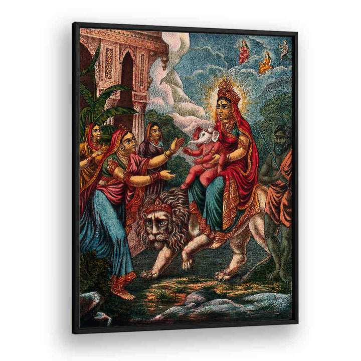 PARVATI AS DURGA RIDING ON A LION