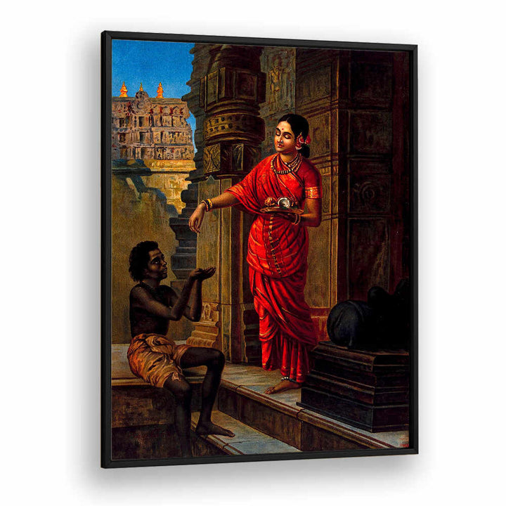 A WOMAN GIVING ALMS TO A BEGGAR